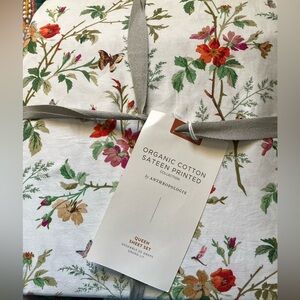 Anthropologie Floral Organic Cotton Sateen Sheet Set